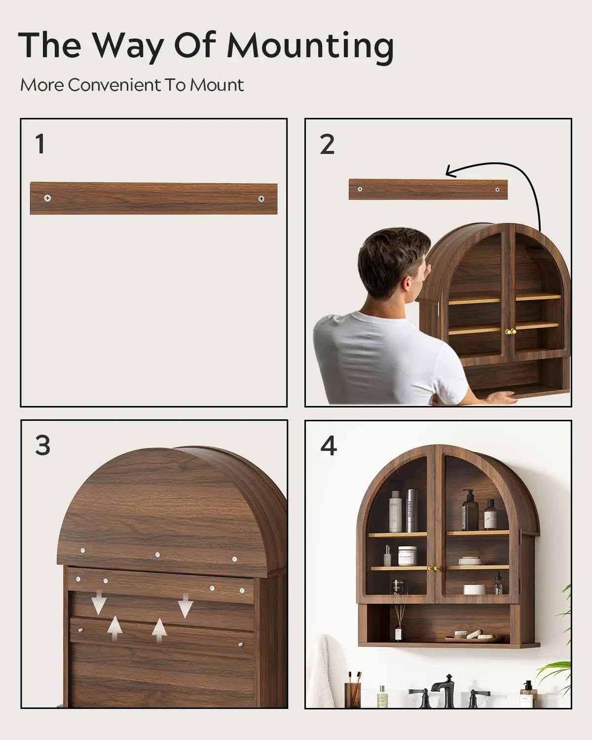 Arched Wall Cabinet, Floating Bathroom Medicine Cabinets