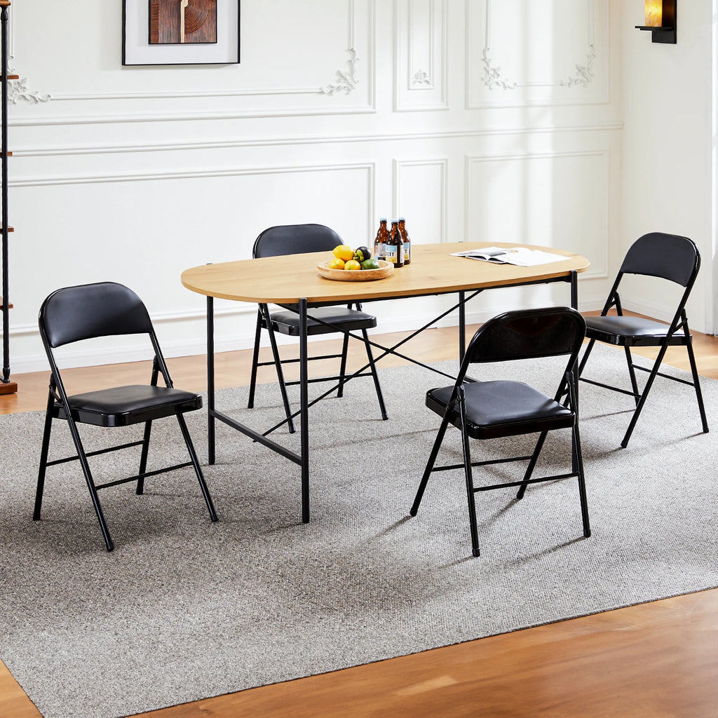 Leather Padded Folding Chair 4 Pack Sturdy Metal