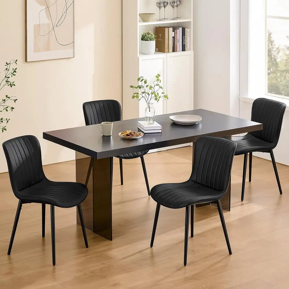 Luxury Set of 4 Modern Dining Chairs: Heavy-Duty Faux Leather Upholstery