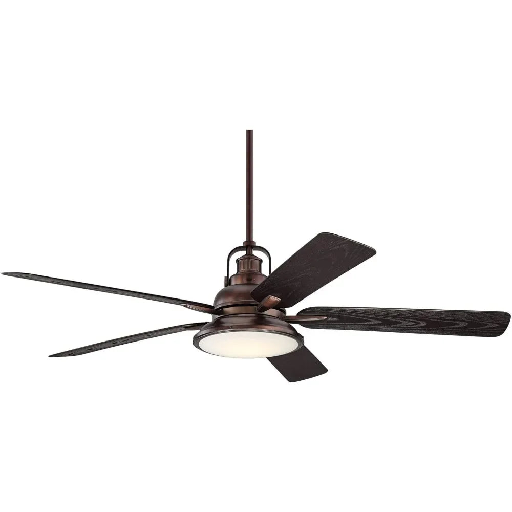 60" Industrial Indoor Outdoor Ceiling Fan with Light LED Remote Control Dimmable