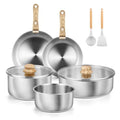 18 10 Stainless Steel Cookware Set 11PCS with Detachable Handles