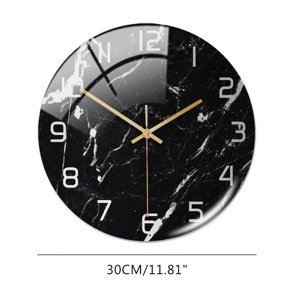 3D Acrylic Black Gold Marble Pattern Wall Clock Metal Silent Clock Mechanism