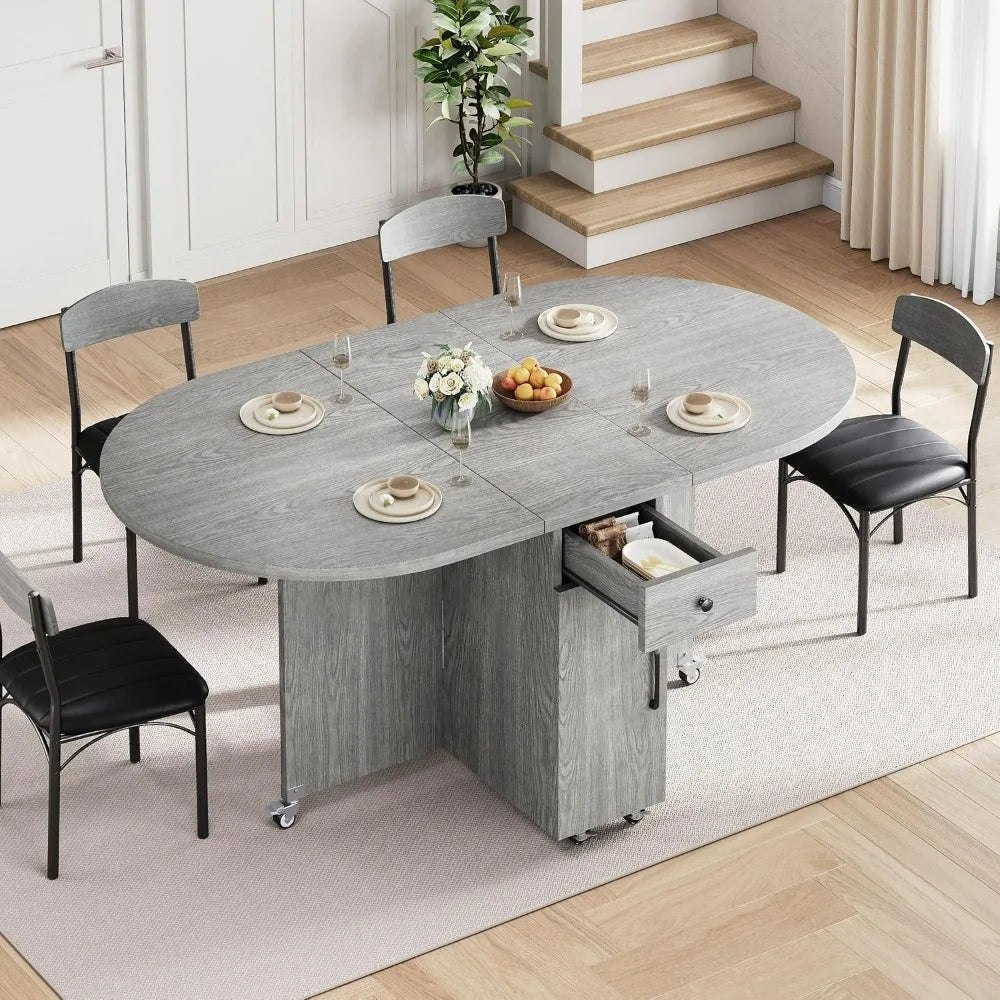 Compact 5-Piece Folding Dining Set for 4 People