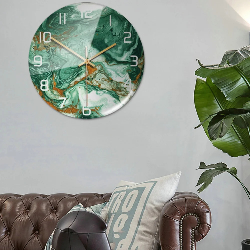 3D Acrylic Black Gold Marble Pattern Wall Clock Metal Silent Clock Mechanism