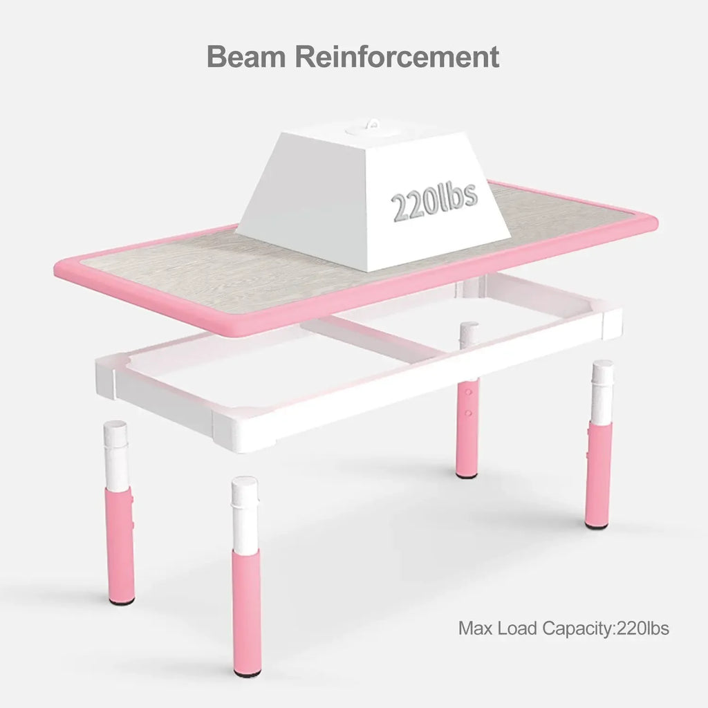 Kids Table and 4 Chairs Set, Height Adjustable Toddler Table and Chair Set