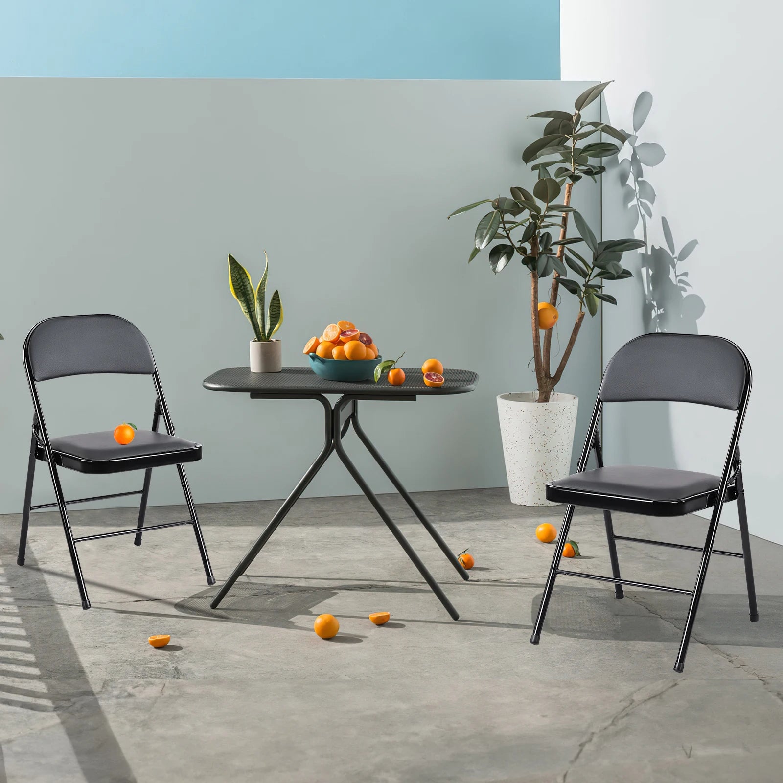 Leather Padded Folding Chair 4 Pack Sturdy Metal