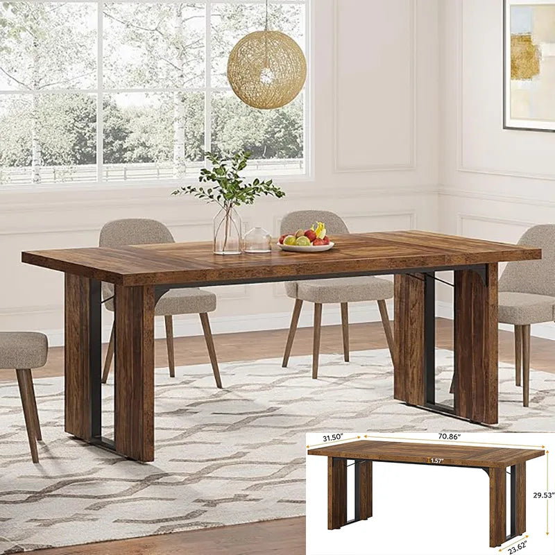 63-inch Dining Table for 4-6, Farmhouse Kitchen Table with Large Tabletop