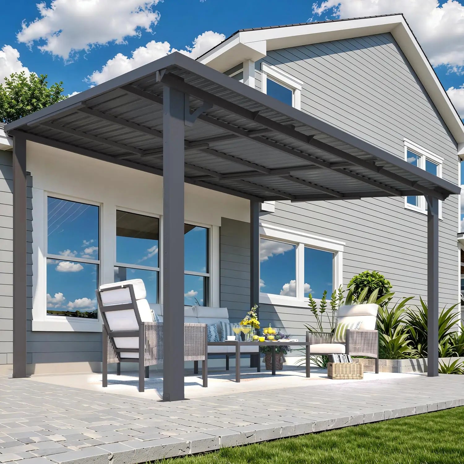 Wall Gazebo12’ x 10’, Hard Top Lean to