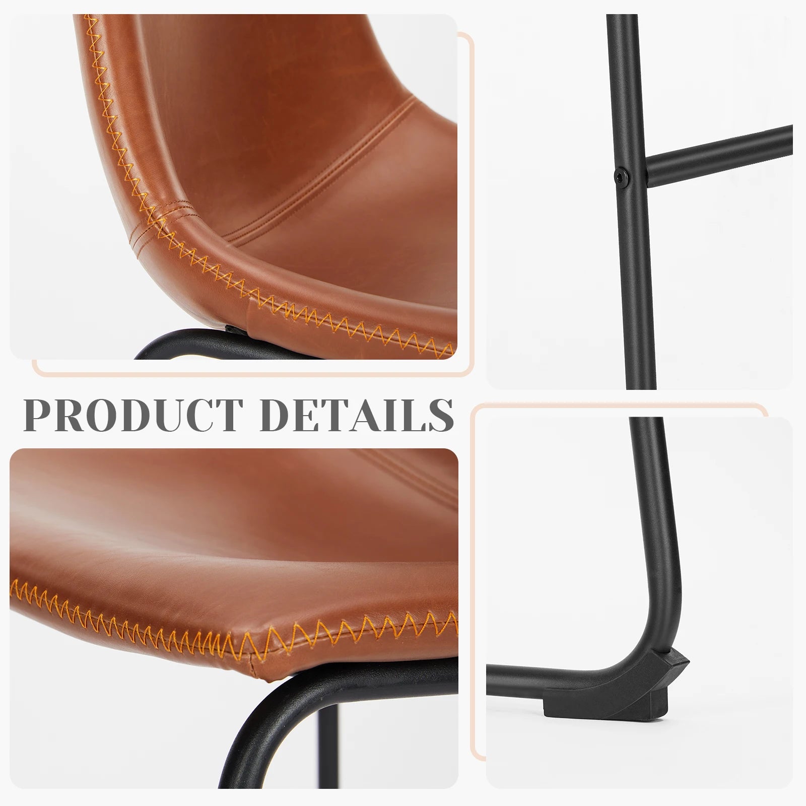 Leather Bar Stools Set of 2 Counter Height High