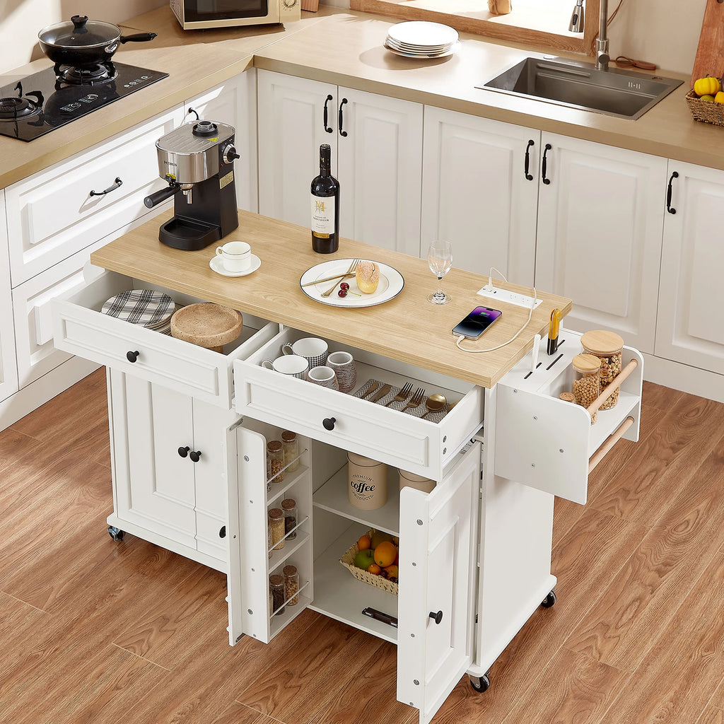 60" Mobile Kitchen Islands Rolling Trolley