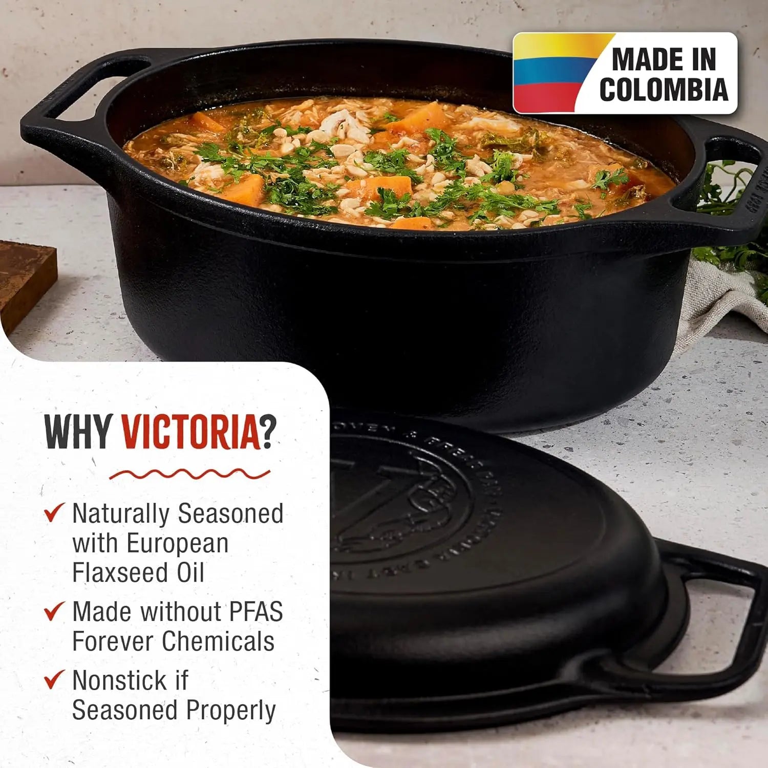 6-Quart Oval Cast Iron Dutch Oven and Skillet Set