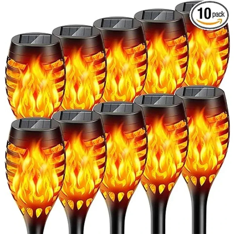 1/2/4/6/8/10Pcs Solar Flame Flickering Torch Lights