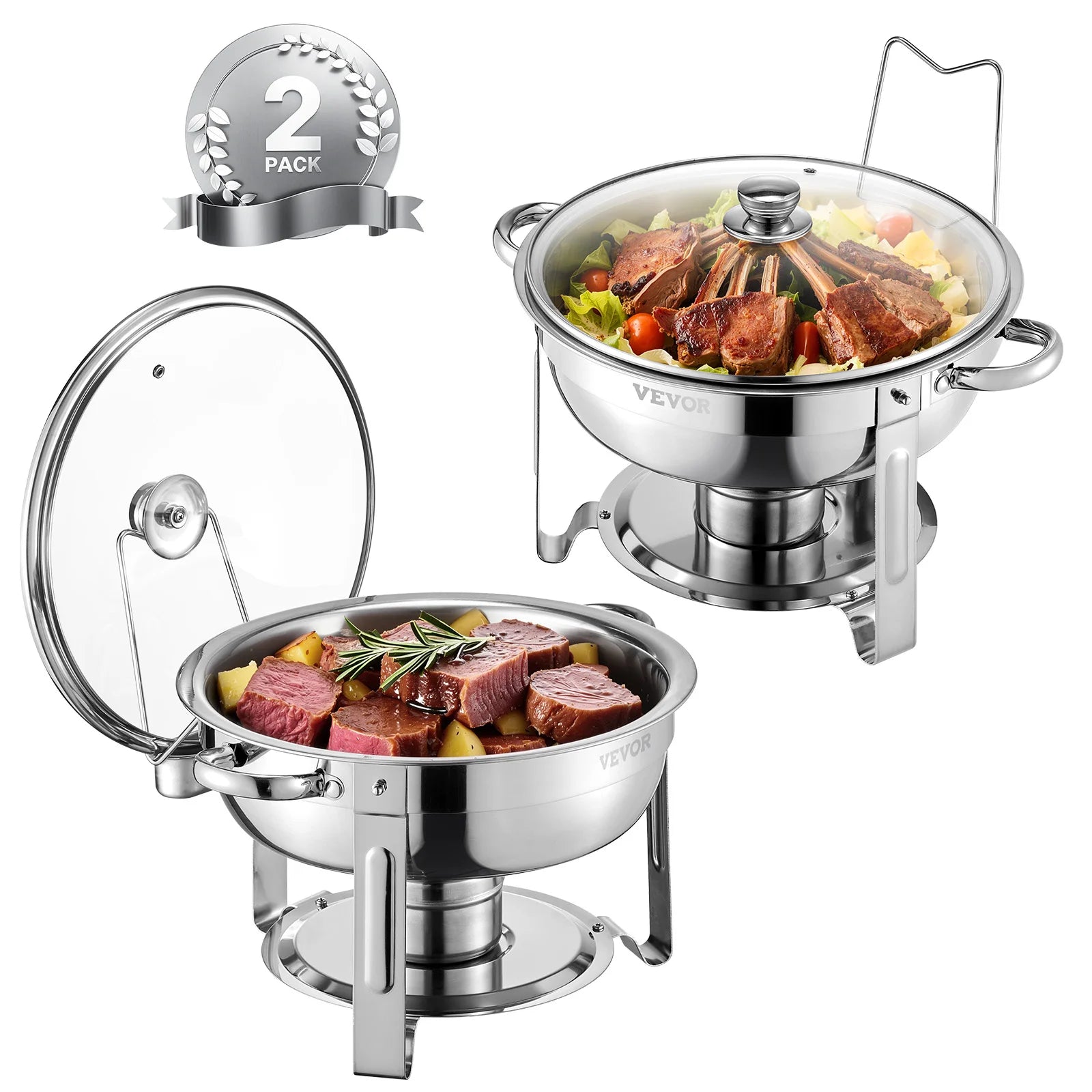 SucceBuy 5 Qt 4 Pack Chafing Dish Buffet Set Stainless Steel Chafer