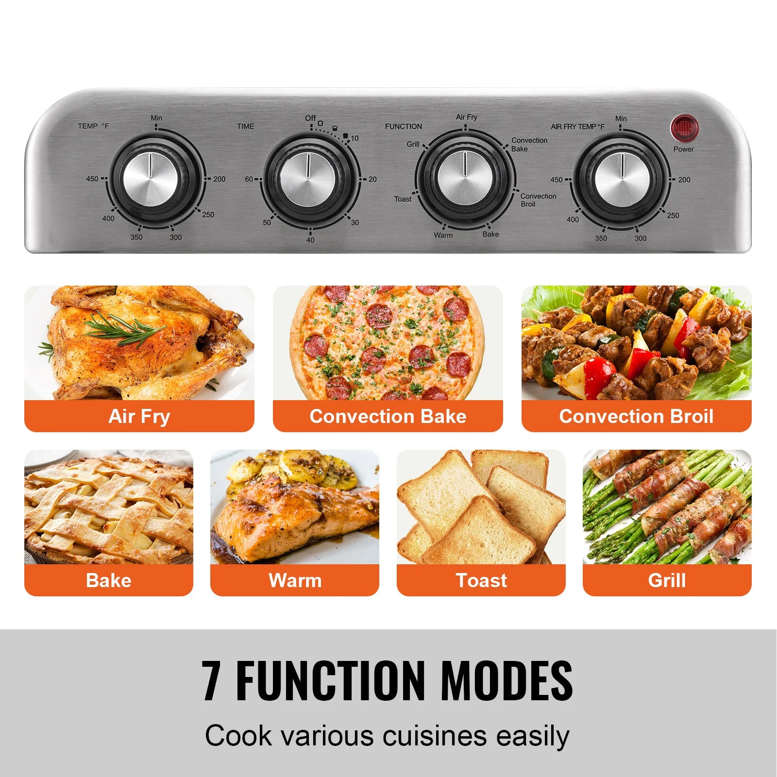 18L 1700W Air Fryer Toaster Oven Stainless Steel Toaster Ovens Countertop Combo with Grill