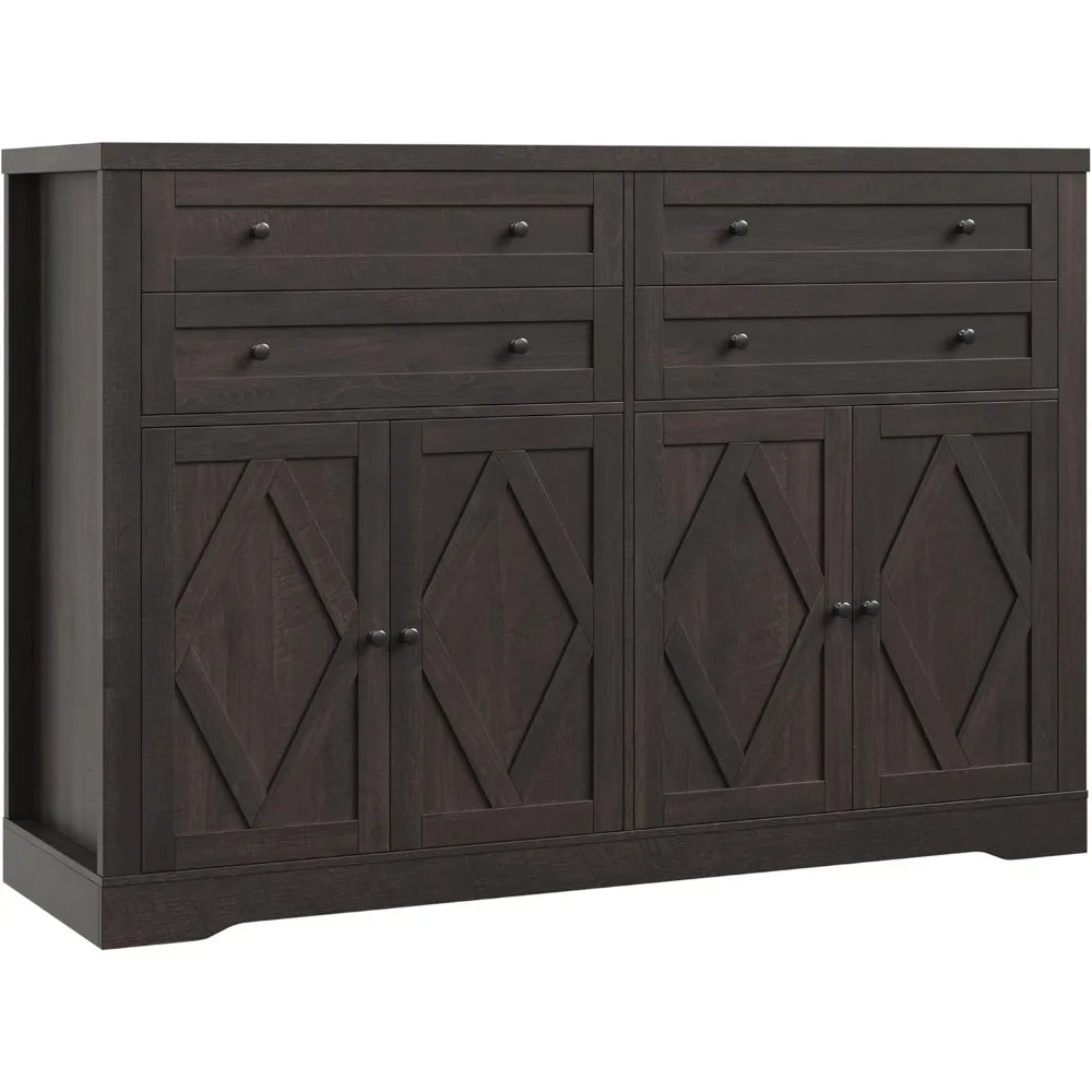 Coffee Bar with 4 Large Drawers, Buffet Cabinet with Storage