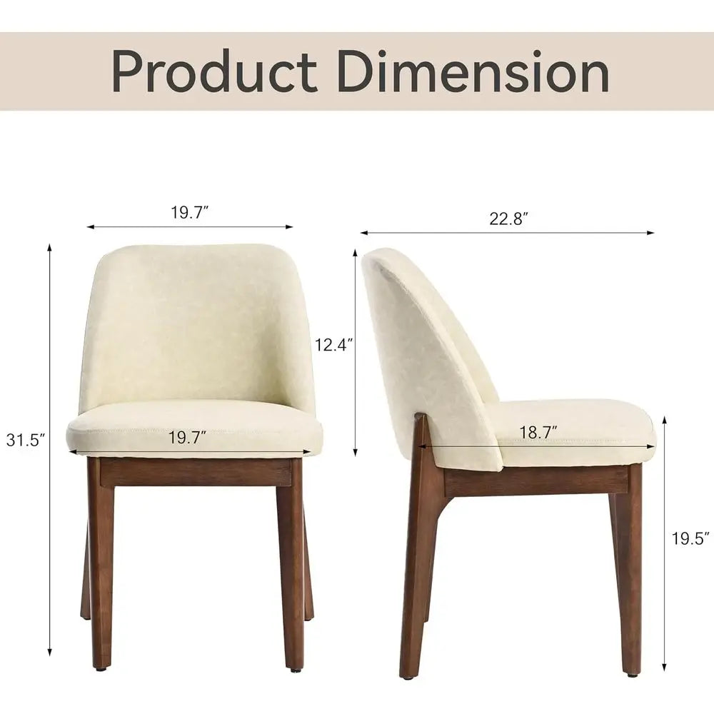 Pair of Beige Faux Leather Dining Chairs