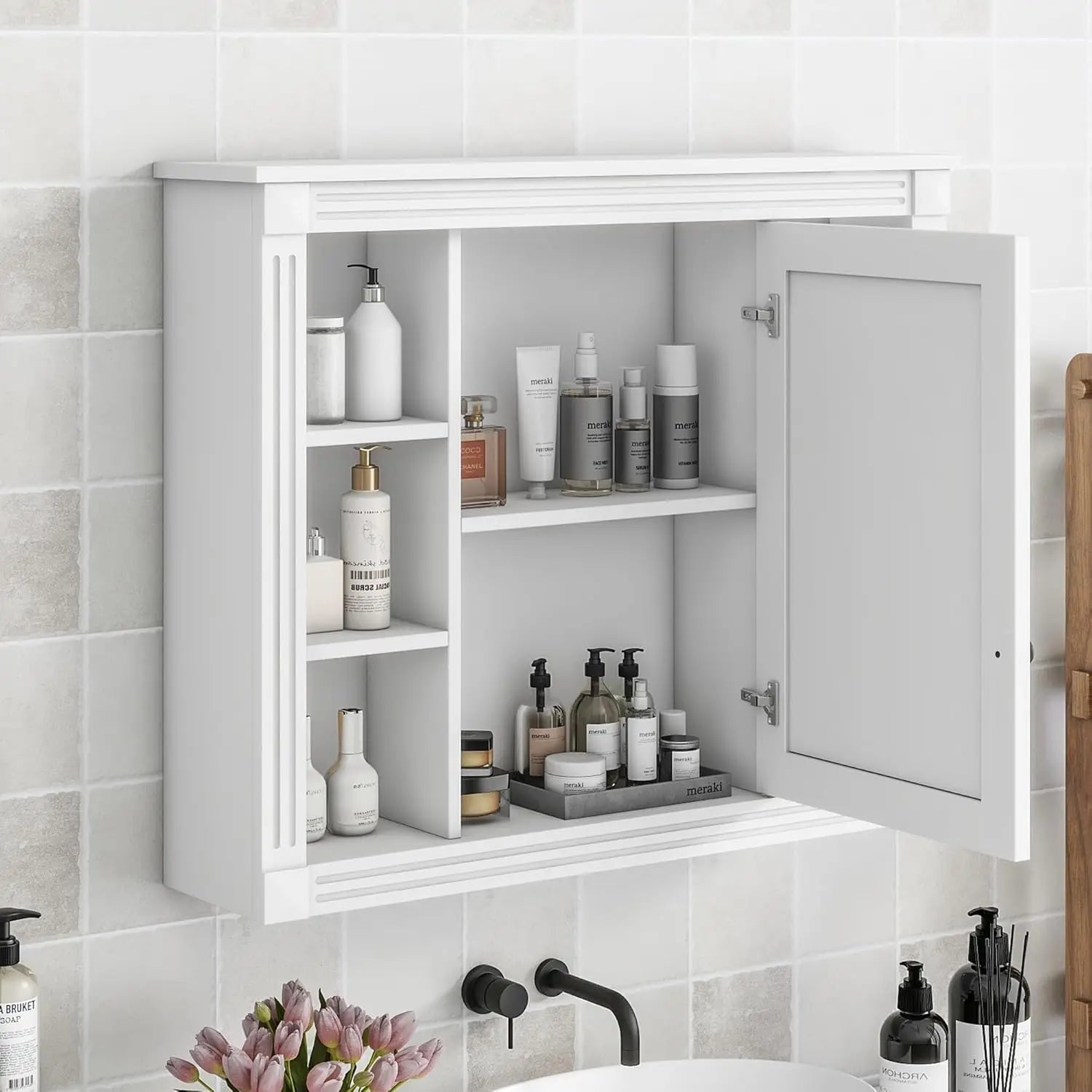 Medicine Cabinet with Mirror, Wall Mount Bathroom Cabinet 35" x 28"