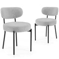 Round Dining Chairs Set of 2 Plush Fabric Kitchen Chairs with Curved Backrest Metal Legs