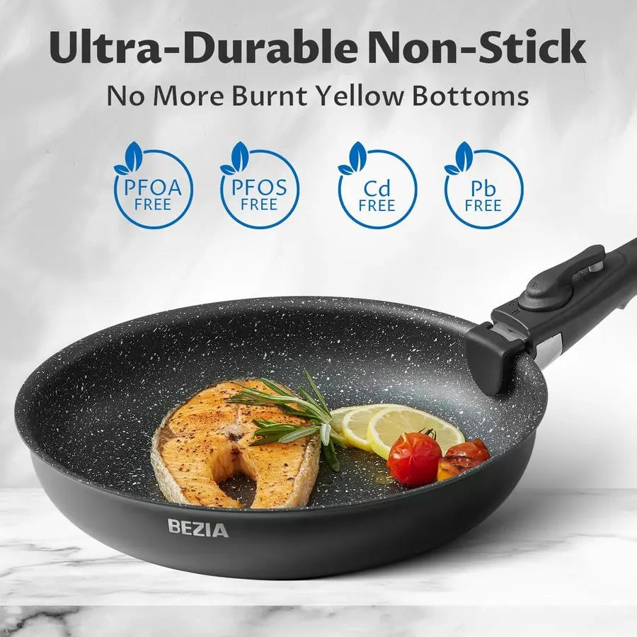 Induction Cookware Set 10 Pieces, Nonstick Pots and Pans Set with Removable Handles