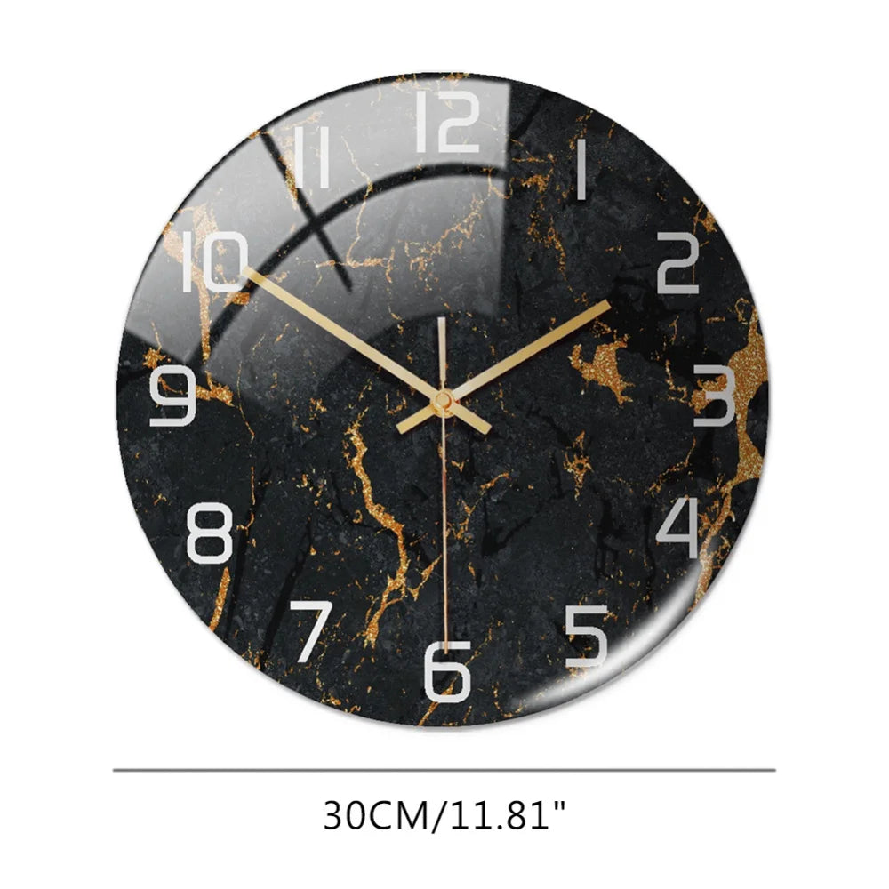 3D Acrylic Black Gold Marble Pattern Wall Clock Metal Silent Clock Mechanism