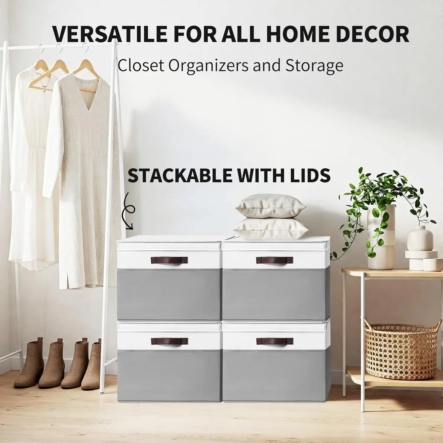 2 Pack EXTRA LARGE Blanket Storage Baskets with Lids