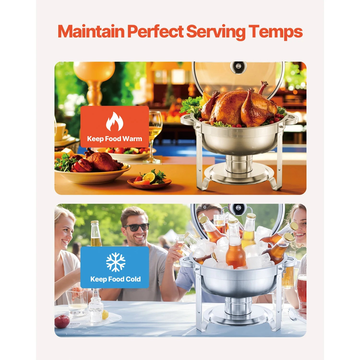 SucceBuy 5 Qt 4 Pack Chafing Dish Buffet Set Stainless Steel Chafer