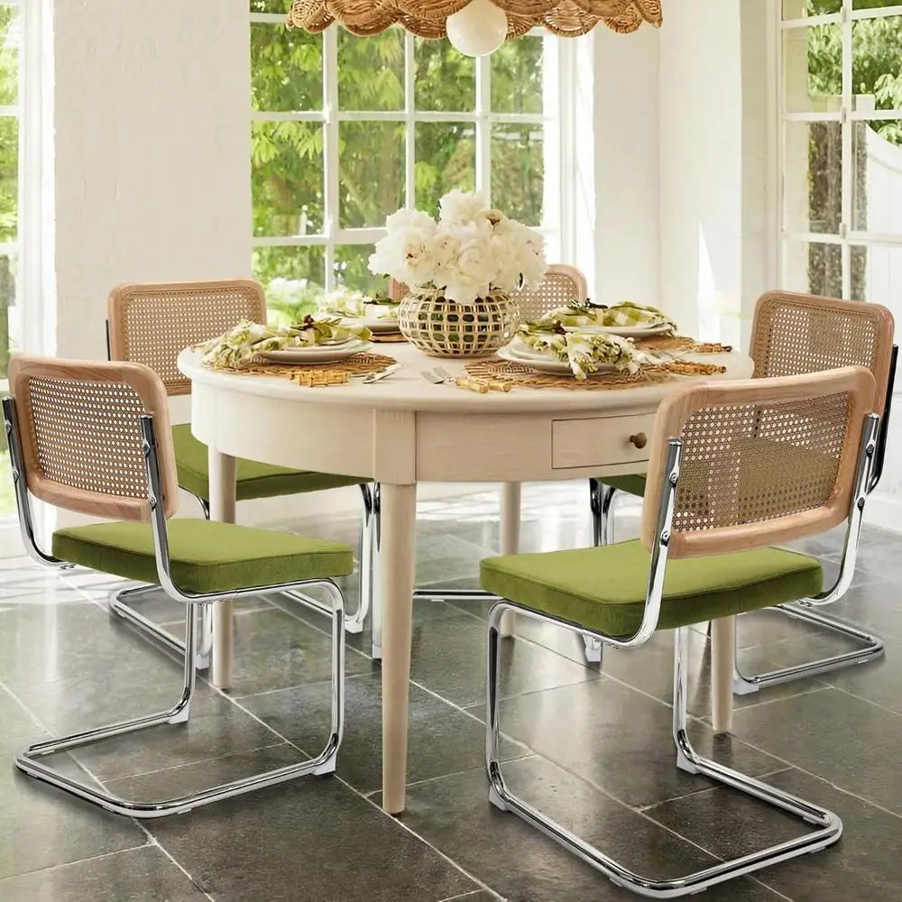 Dining Chairs Set of 4, Modern Rattan Kitchen Chairs, Mid Century Modern Design
