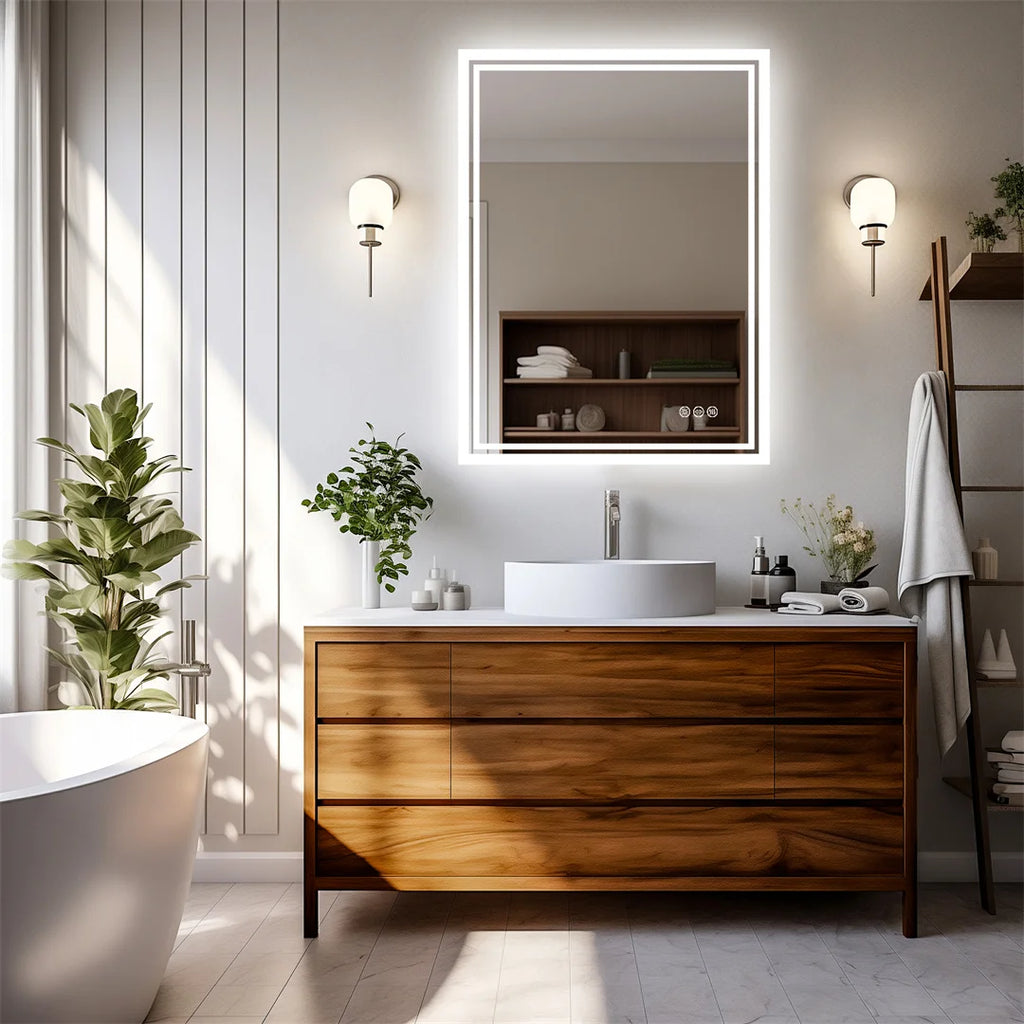28x36 inch Illuminate Bathroom Mirror with Light Backlit Dimmable Defog Wall-mounted Bath Mirror