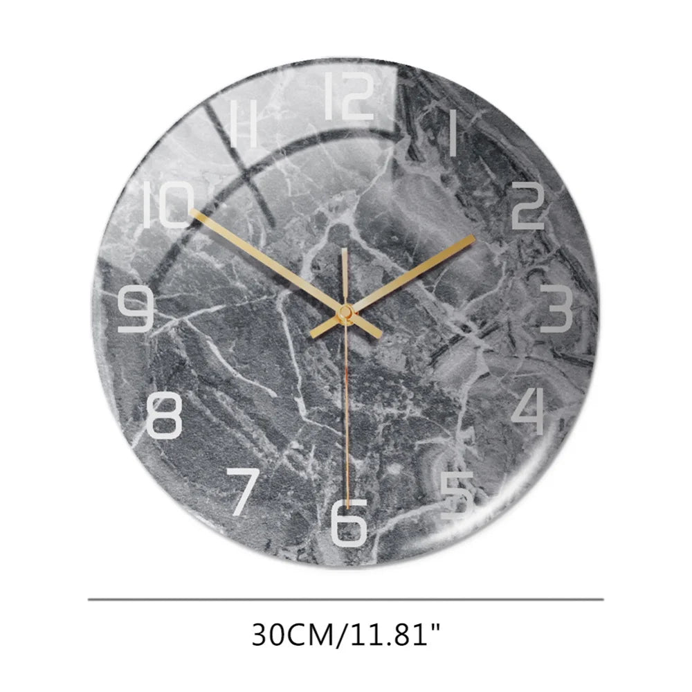 3D Acrylic Black Gold Marble Pattern Wall Clock Metal Silent Clock Mechanism