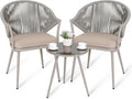 3 Piece Outdoor Bistro Set, All Weather Patio Furniture Chairs and Table with Cushions