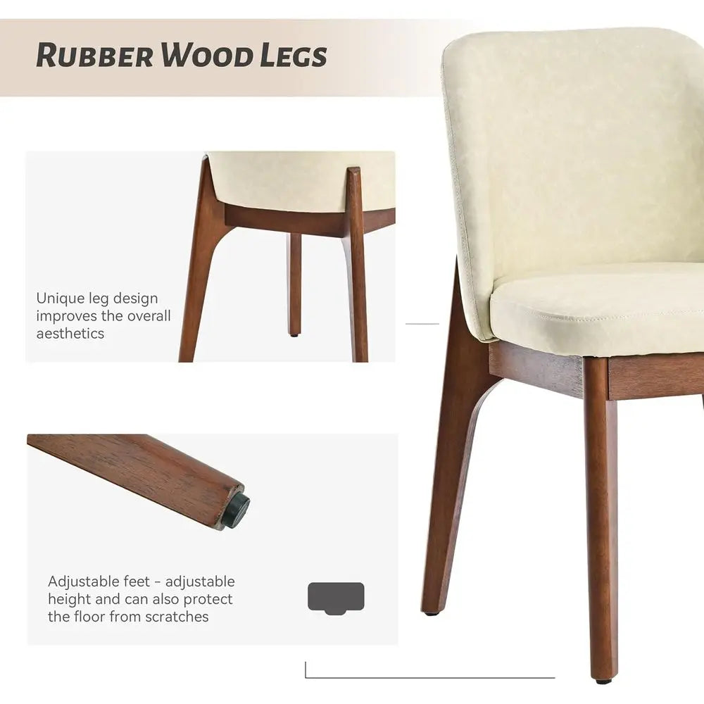 Pair of Beige Faux Leather Dining Chairs
