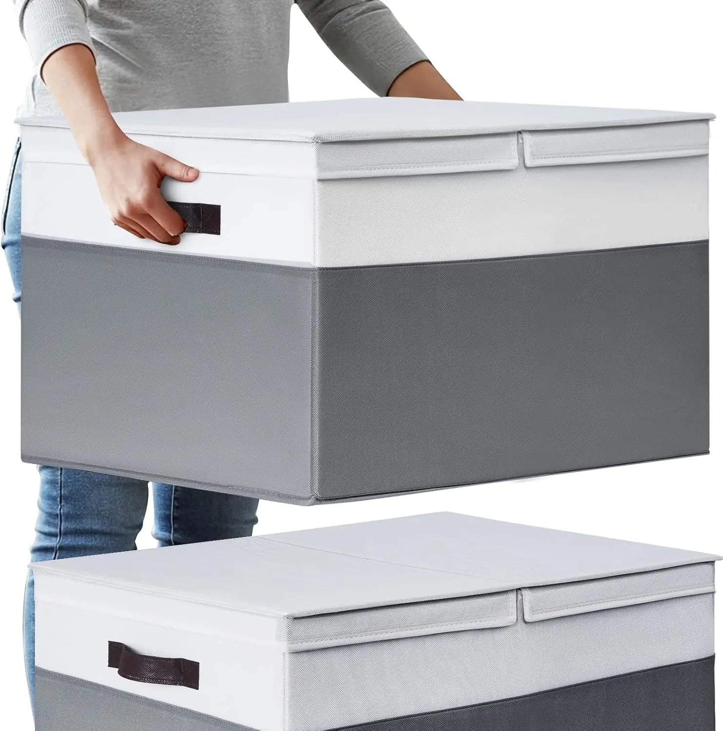 2 Pack EXTRA LARGE Blanket Storage Baskets with Lids