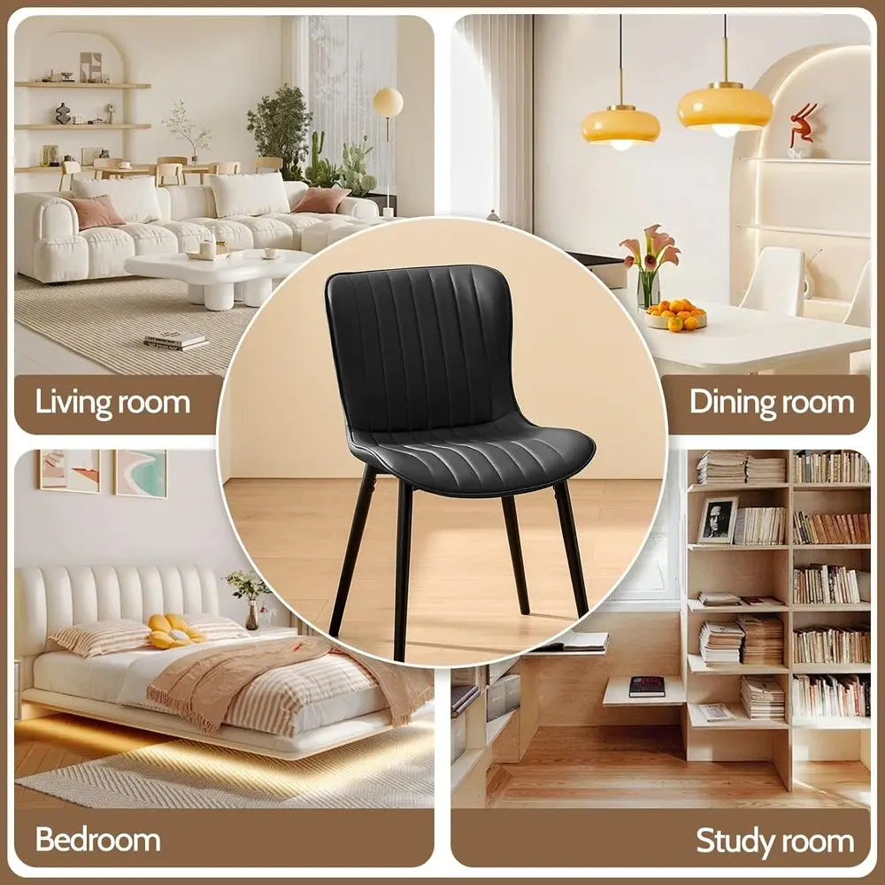 Luxury Set of 4 Modern Dining Chairs: Heavy-Duty Faux Leather Upholstery
