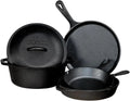 5-Piece Cast Iron Cookware Set, Pre-Seasoned for Even Heating & Versatile Cooking