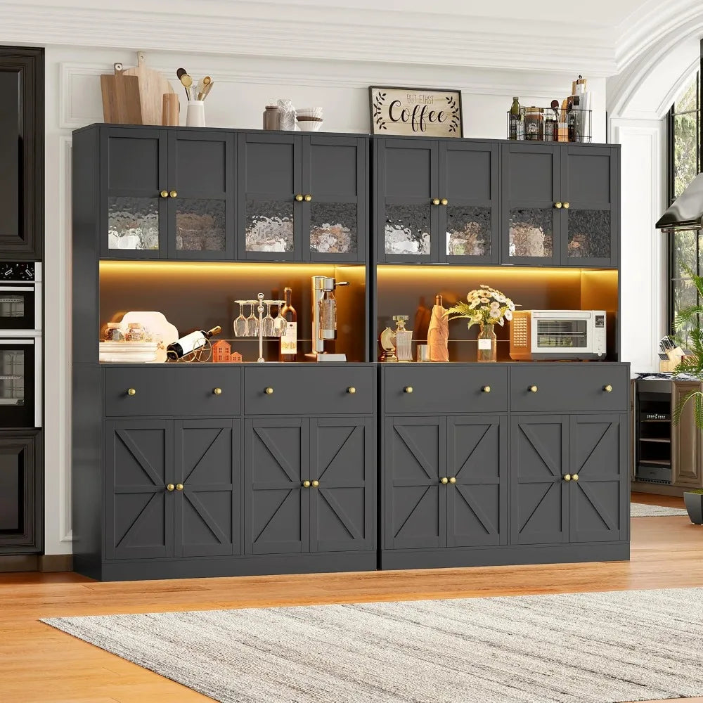 71 Inch Pantry with LED Light and Charging Station