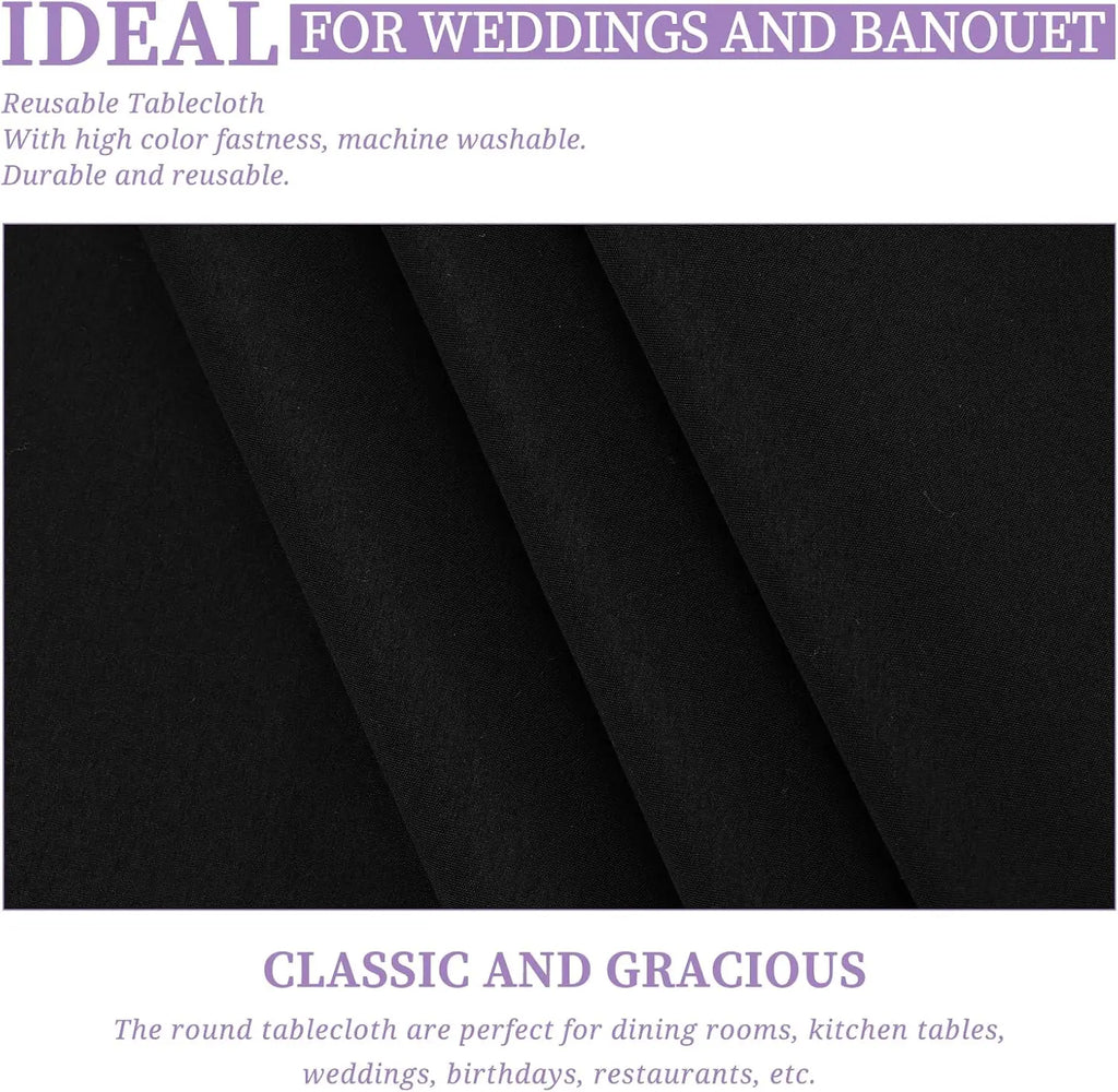 10 Pack Black Round Tablecloth 90 Inch Washable Polyester Tablecloths