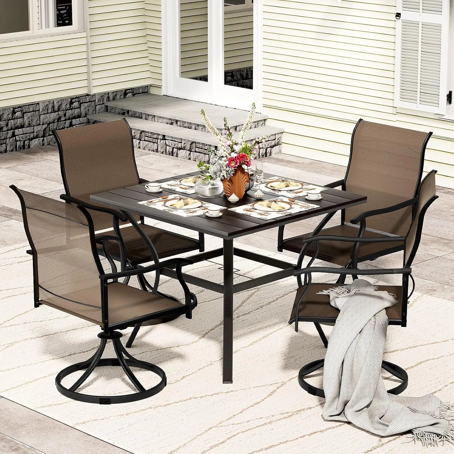 5 Piece Outdoor Patio Bistro Furniture Set