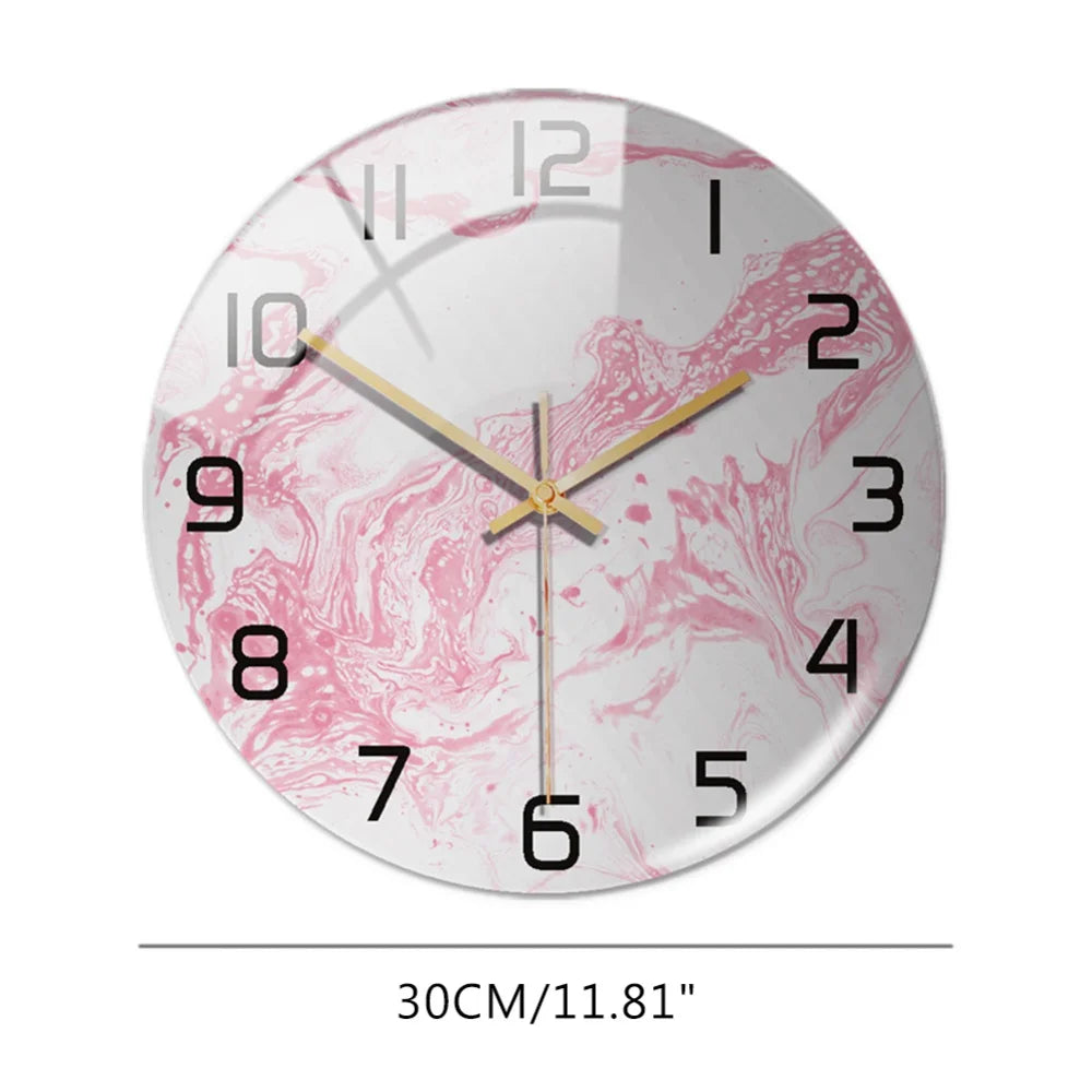 3D Acrylic Black Gold Marble Pattern Wall Clock Metal Silent Clock Mechanism