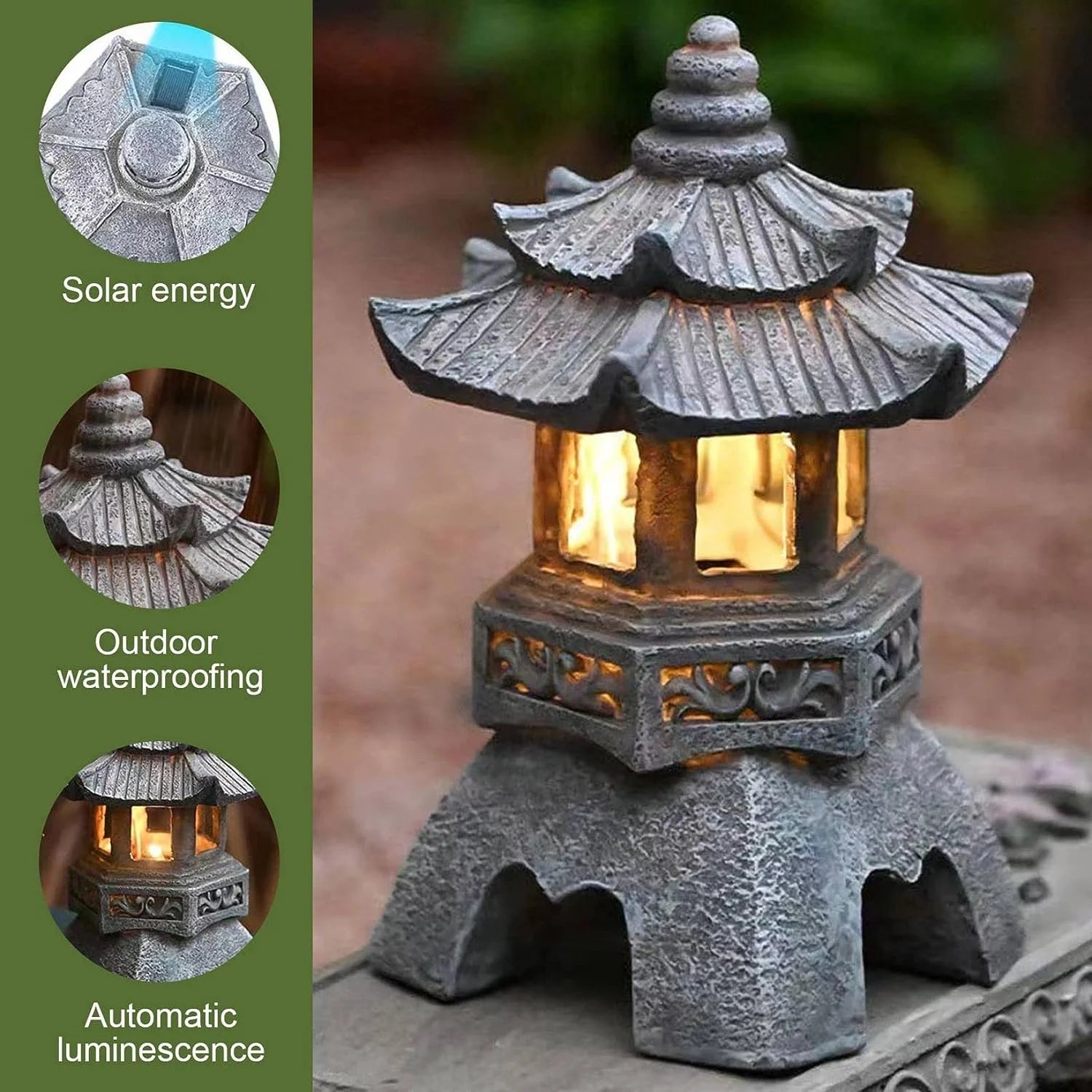 Solar Powered Japanese Pagoda Lantern