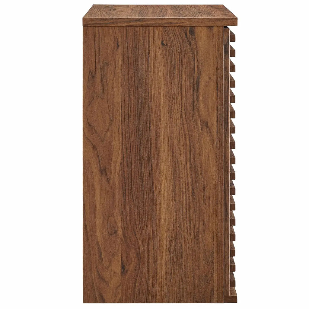 Wall Mounted Bathroom Cabinet in Walnut Compact Wall Storage with Slatted Doors and Adjustable