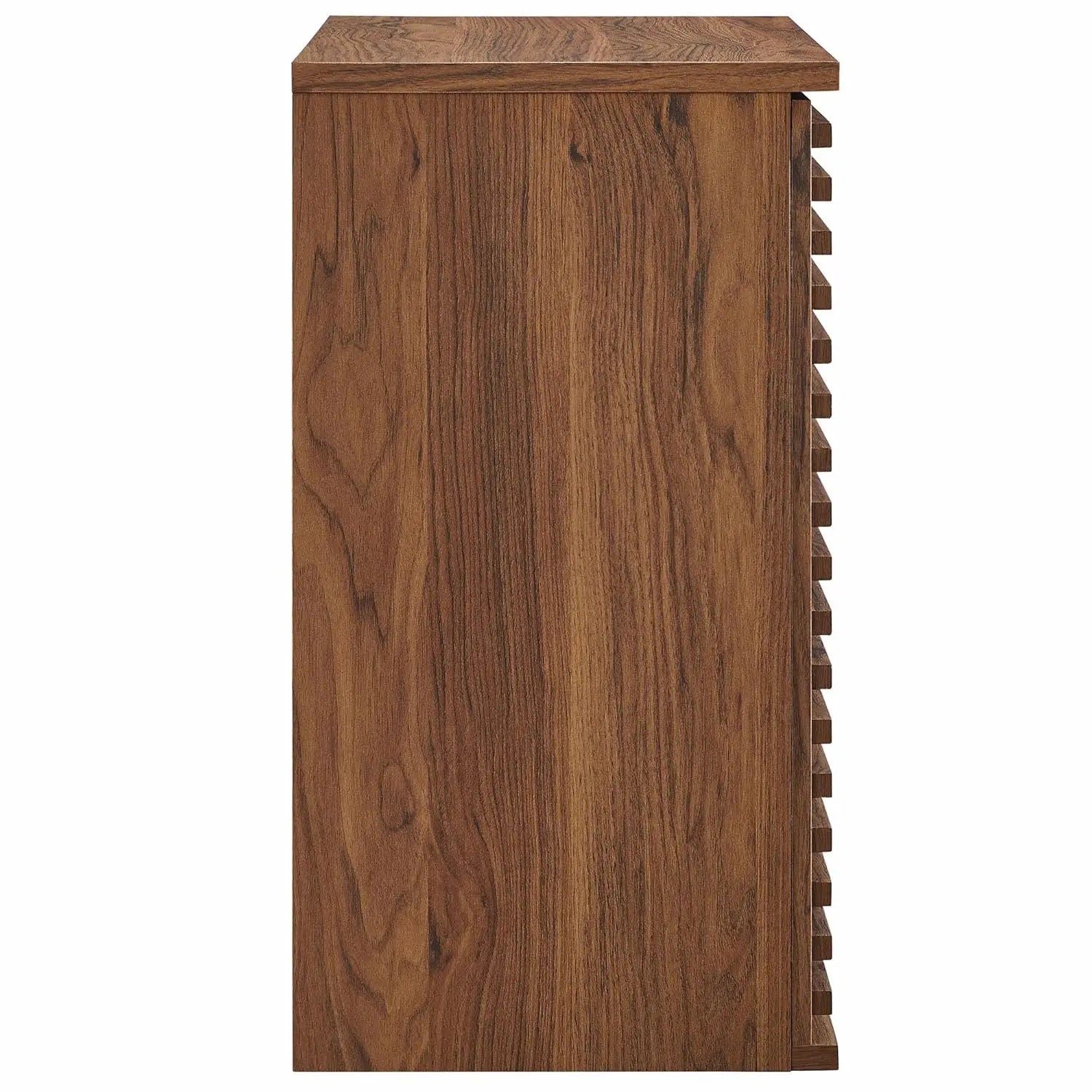 Wall Mounted Bathroom Cabinet in Walnut Compact Wall Storage with Slatted Doors and Adjustable