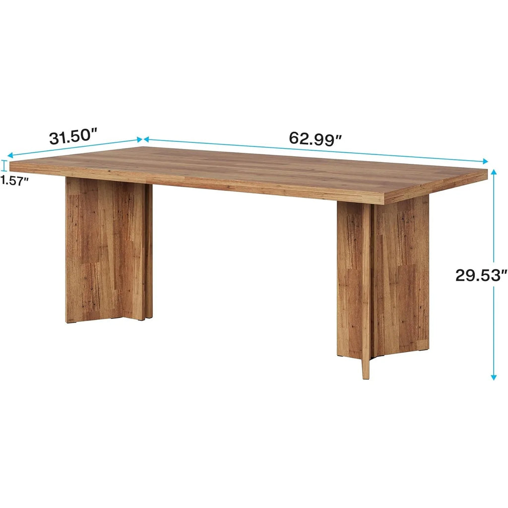 63-inch Dining Table for 4-6, Farmhouse Kitchen Table with Large Tabletop