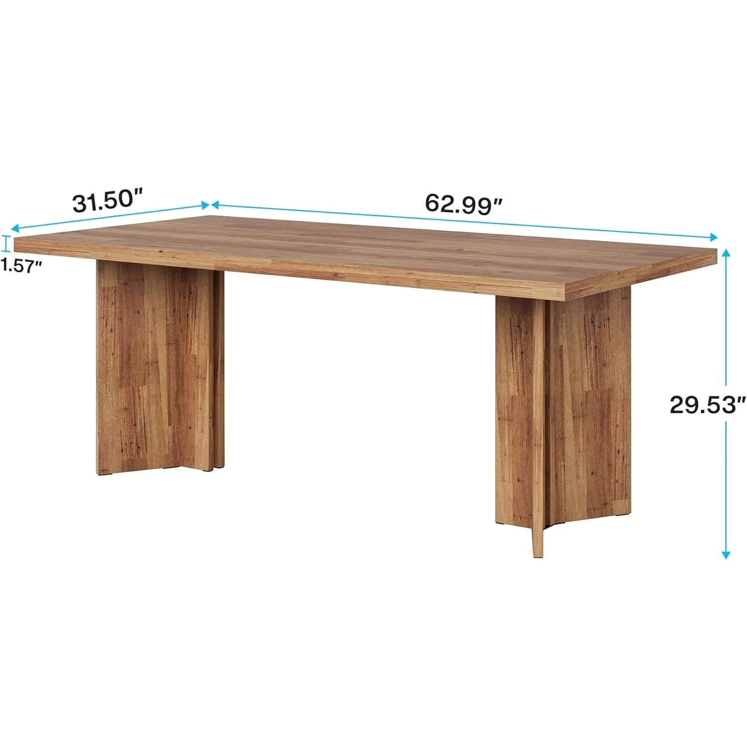 63-inch Dining Table for 4-6, Farmhouse Kitchen Table with Large Tabletop