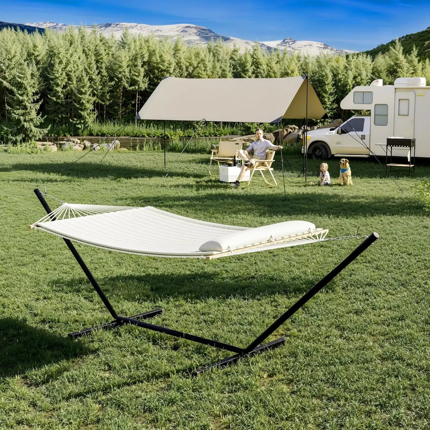 2 Person Heavy Duty Double Hammock with Stand