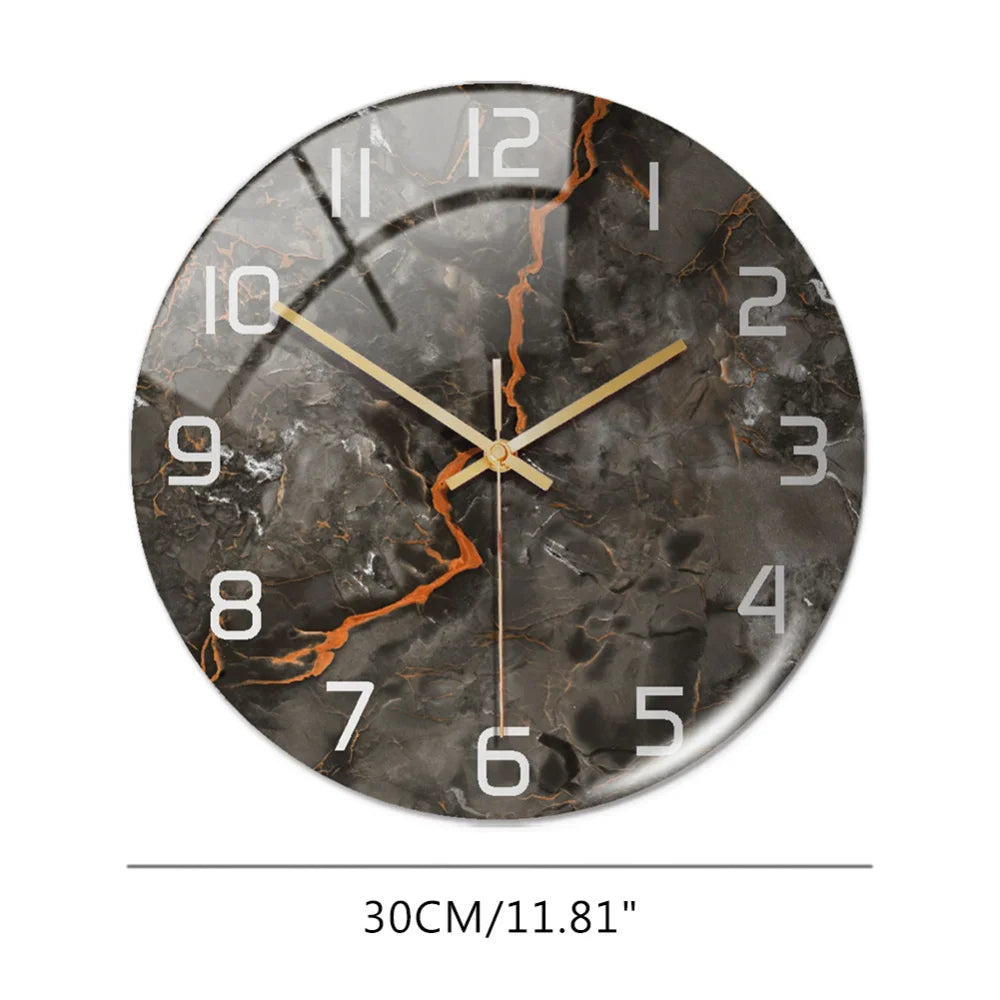3D Acrylic Black Gold Marble Pattern Wall Clock Metal Silent Clock Mechanism