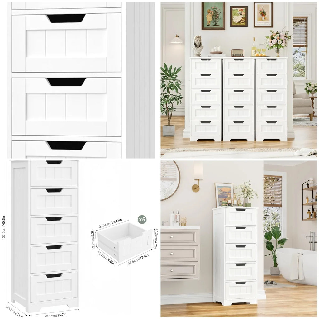 Bathroom Cabinet with 5 Drawers