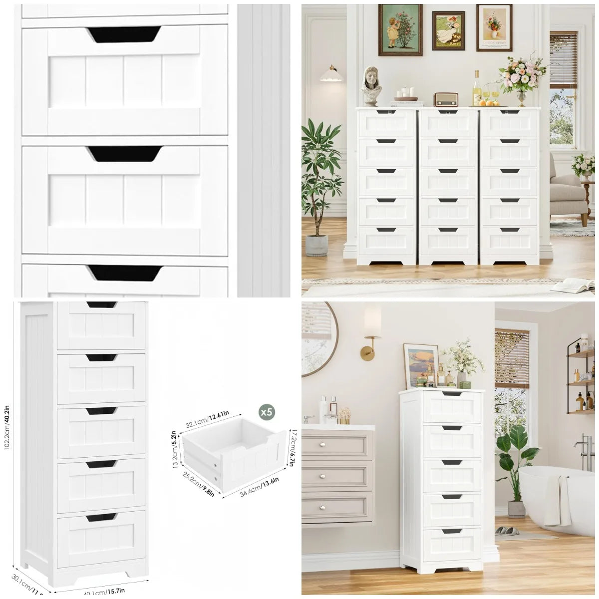 Bathroom Cabinet with 5 Drawers