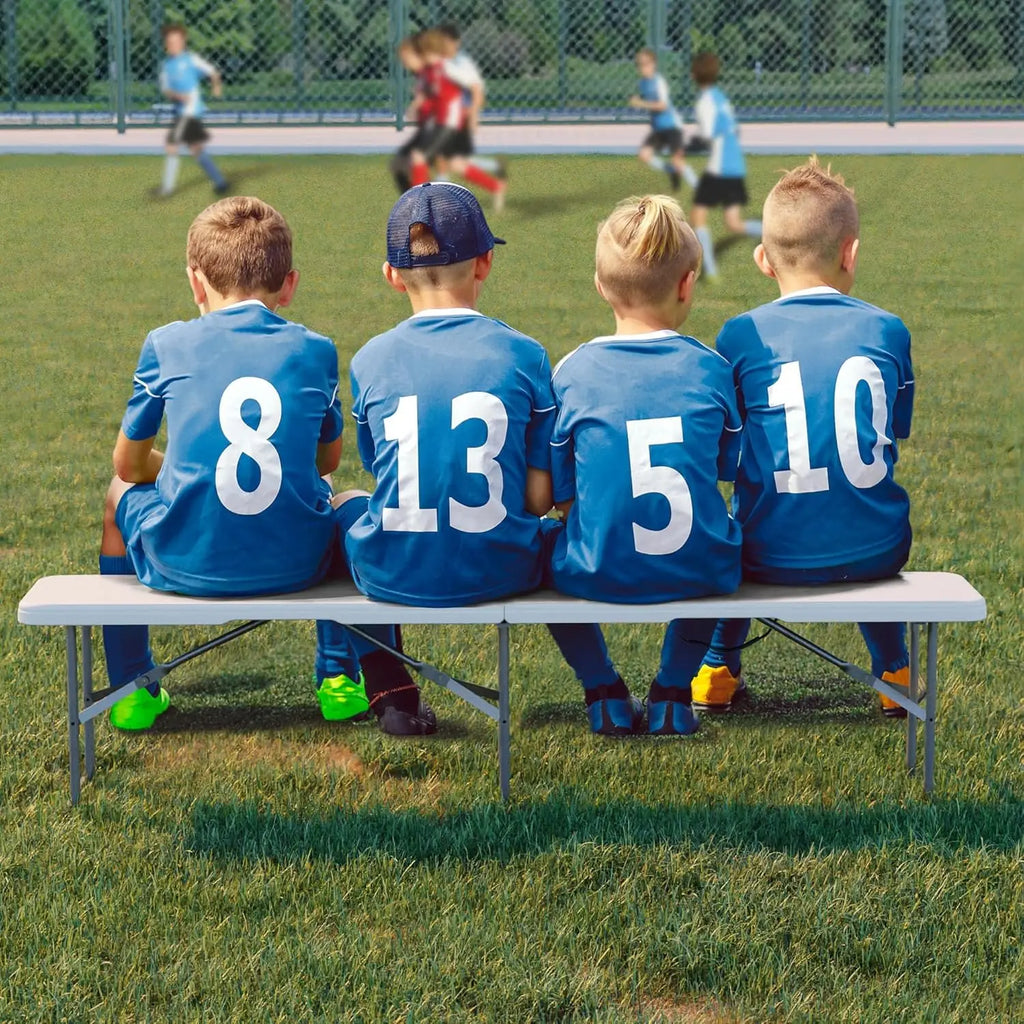 6Ft Plastic Folding Bench, 2 Pack HDPE Portable Folding Outdoor Benches w/Carrying Handle