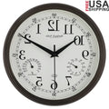 8.75 Inch Antique Bronze Indoor Outdoor Wall Clock with Thermometer Hygrometer