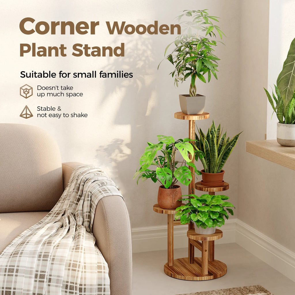 4 Tier Wood Plant Stand